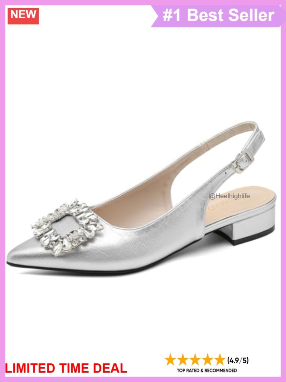 Slingback Low Heel Pumps Pointed Toe Block Heel Office Wedding